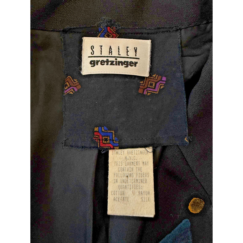 Vintage 90's Staley Gretzinger Black Long Jacket Artwear #50201 One Size - Picture 11 of 11